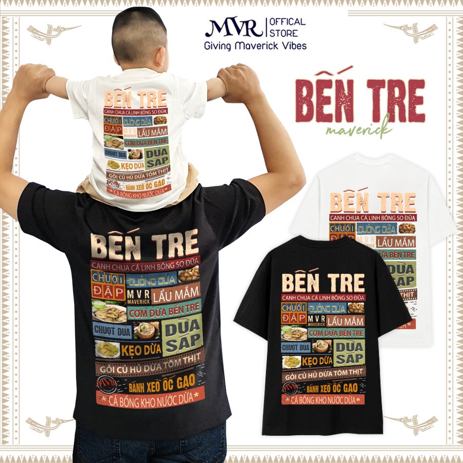 Áo thun Bến Tre in 2 mặt Unisex phông rộng tay lỡ cotton ao cặp gia đình du lịch fact UNDER MVR BB4179