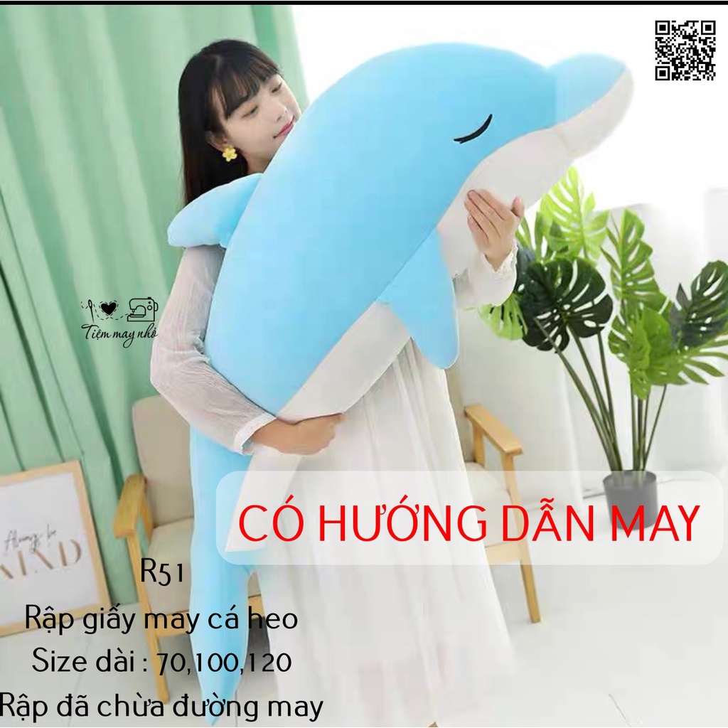 R51_Rập giấy may gối ôm cá heo