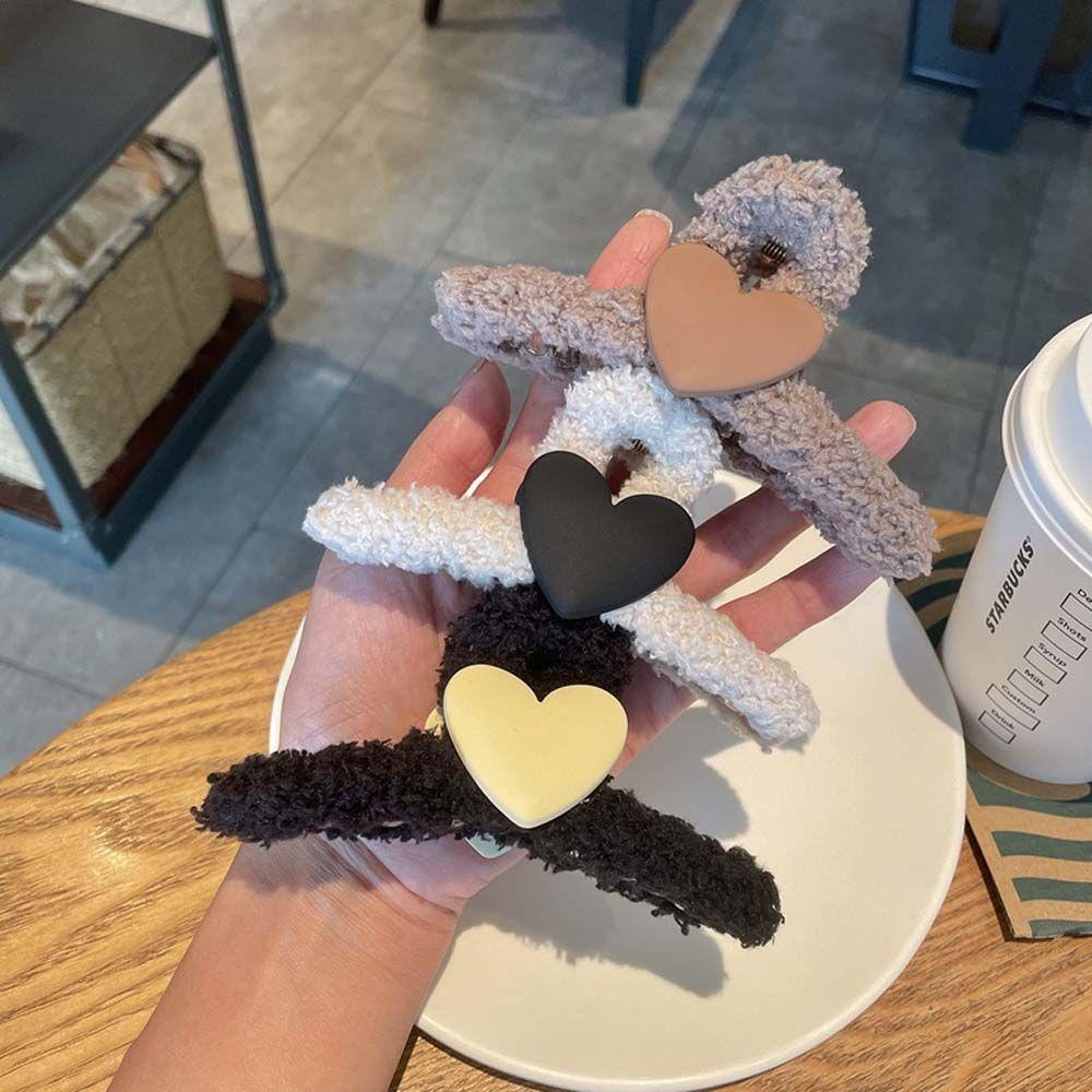 TWINKLE Kẹp TóC HìNh TráI Tim MàU Đen / Cà Phê BằNg Acrylic ThờI Trang Cho Nữ