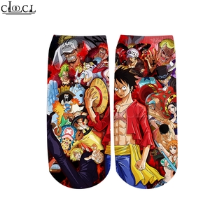 Cloocl Anime One Piece Nam Nữ Tất Cotton ❥ ❈ In Hình Bông Tai Kẹp Tất Ngắn Thường Ngày