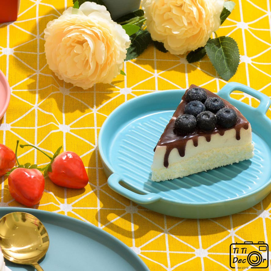 Khay Nordic tròn hai quai đựng thức ăn, đồ nướng, trang trí ẩm thực, nhà hàng - TiTi Decor