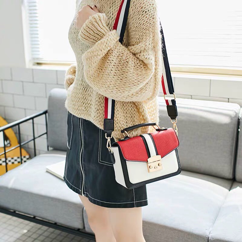 Túi nữ dáng hộp  FREESHIP (Hot) Túi Xách Nữ Dáng Hộp Giá Rẻ Phối Màu Vintage phong cách trẻ trung