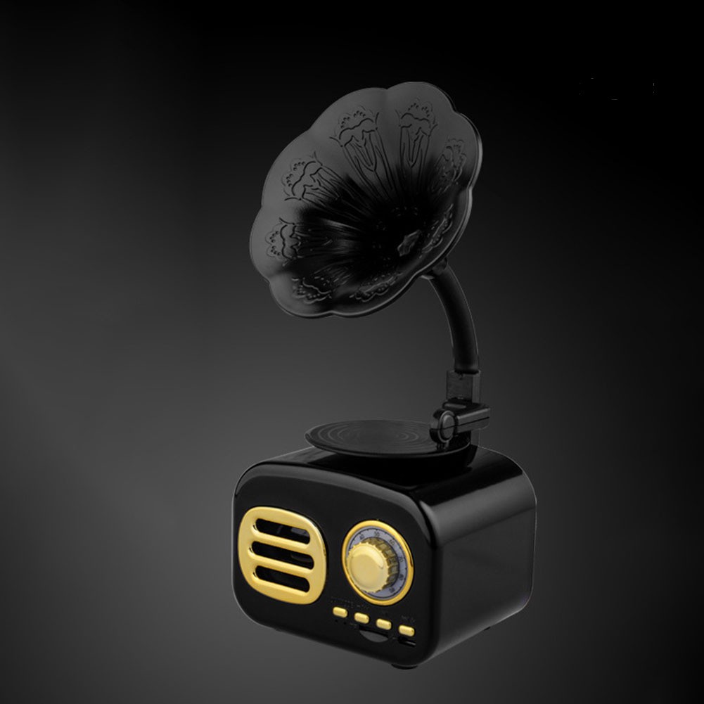 RC_Retro Mini Phonograph Stereo Music Radio Wireless Bluetooth Speaker Soundbox