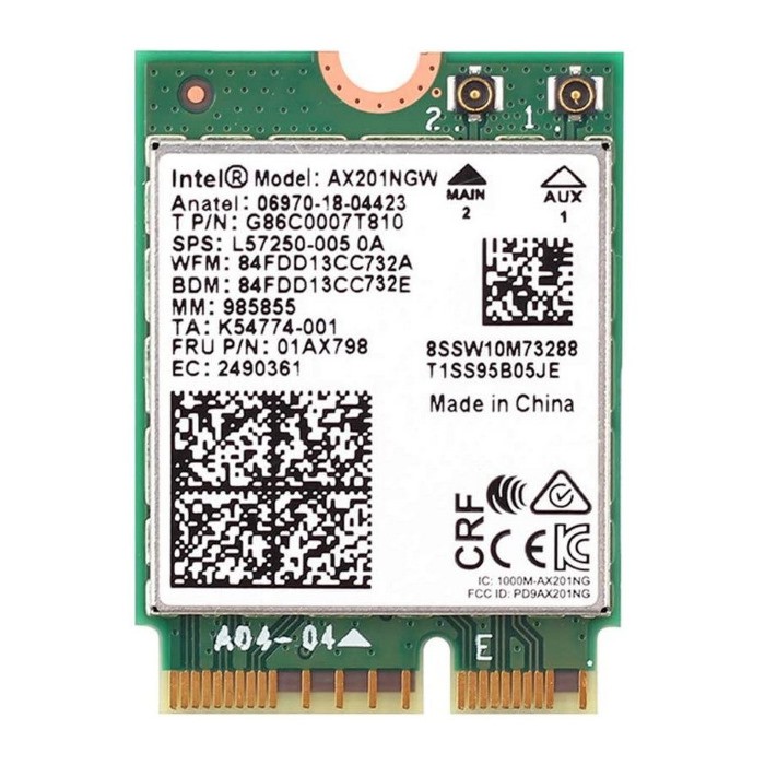 Intel AX201, M.2 wifi card hai băng tần 2.4G và 5G, Wifi 6 tốc độ 3000M, kết nối bluetooth 5.2. Bộ Kit gắn Desktop