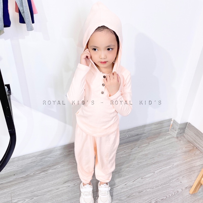 Đồ bộ bé gái thu đông chất bozip cotton xuất dư Royal Kids
