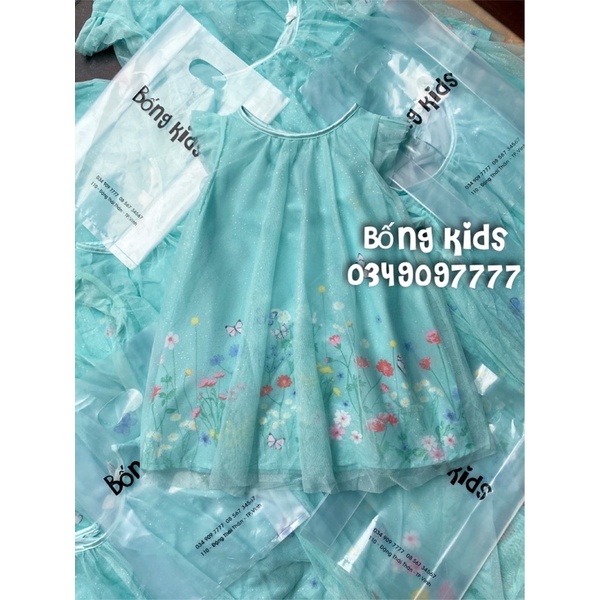 Váy Party Bé Gái Hoa Xanh Aqua HaM(cắt tag)