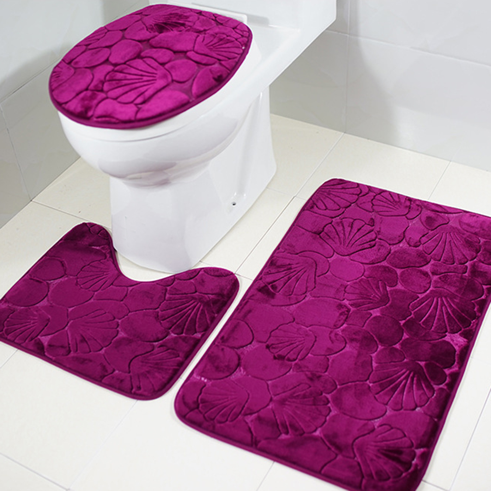 Bộ 3 thảm lót sàn họa tiết in nổi 3d trang trí nhà vệ sinh