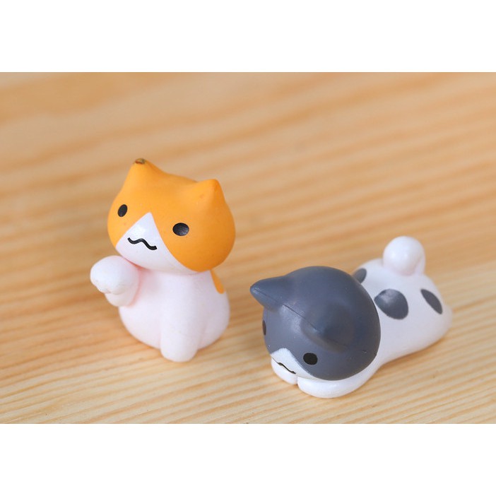 Mô hình bộ mèo lười bộ 2 để bàn, trang trí bàn làm việc