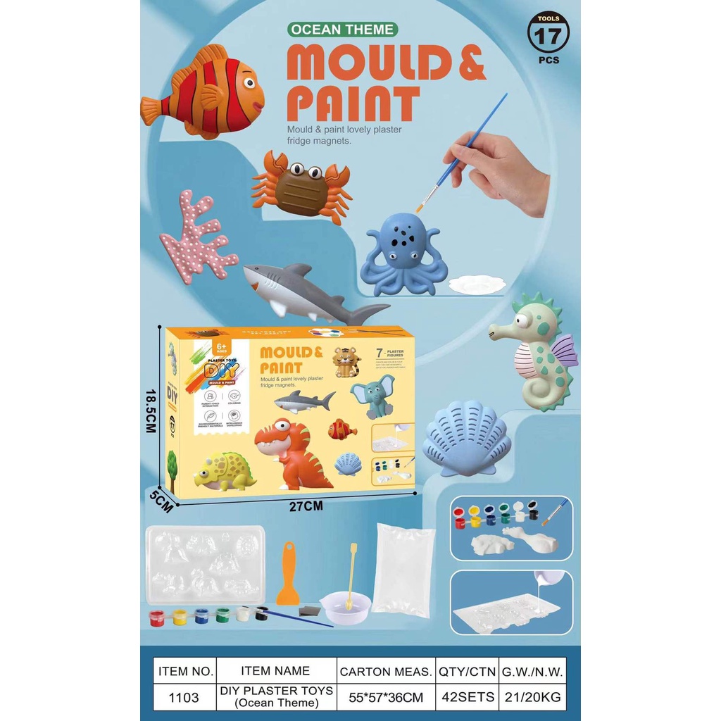 Tượng tô màu bộ đồ chơi tượng tô màu tự làm tại nhà cho bé kèm sẵn màu và cọ - HOBA