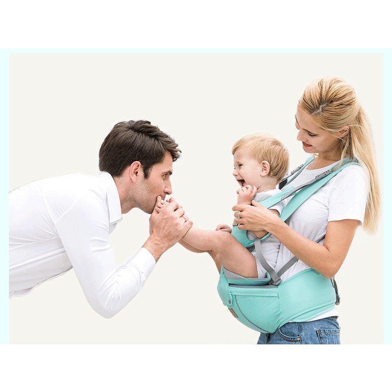 Địu em bé chống gù Ainomi cho bé 0-36 tháng có mũ đỡ đầu, đai điệu trẻ em đa tư thế dùng tách biệt được bệ ngồi