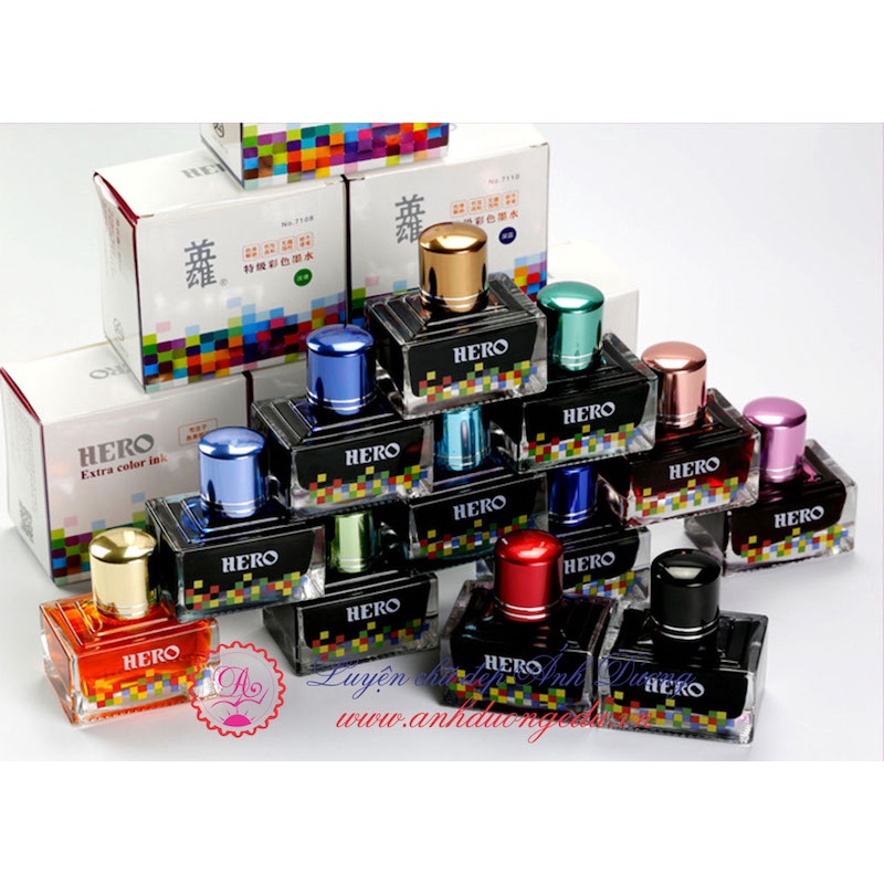 Mực viết bút máy 12 màu Bút mài thầy Ánh mực không phai không bay màu cao cấp 40ml