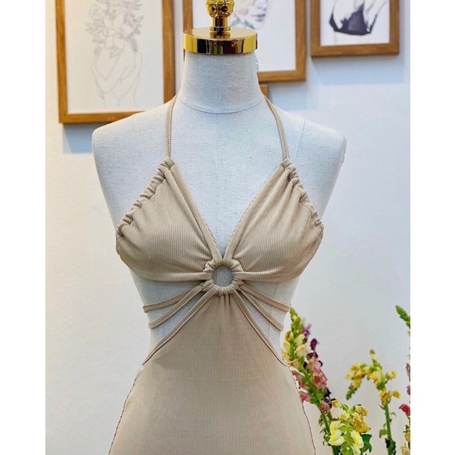 Đầm dây khoét ngực nhiều màu, buộc dây sexy L8Y alohashop91