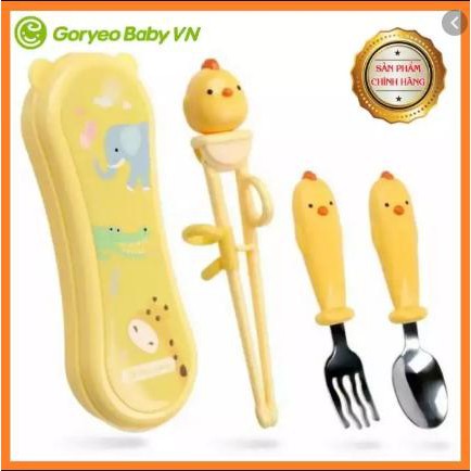 BỘ ĐŨA THÌA DĨA 4 MÓN CHO BÉ SIÊU XỊN GORYEO BABY HÀN QUỐC - ĐŨA MUỖNG NĨA TẬP ĂN CHO TRẺ EM