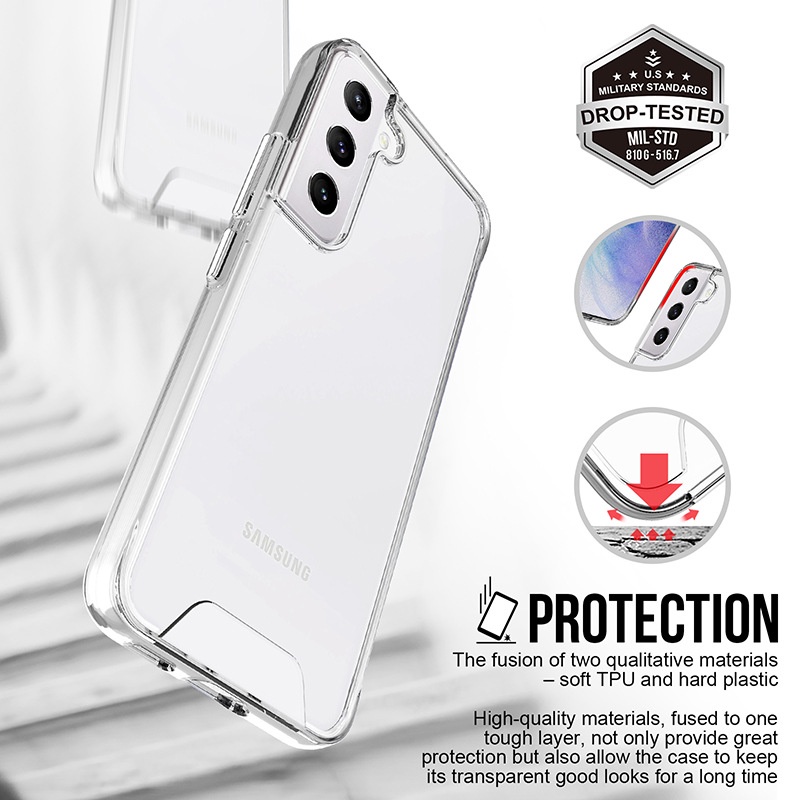 Ốp Điện Thoại Nhựa Acrylic Trong Suốt Chống Sốc Mạ Viền Cho Samsung Galaxy S10 S20 S21 S22 Plus Note 8 9 10+ 20 Ultra