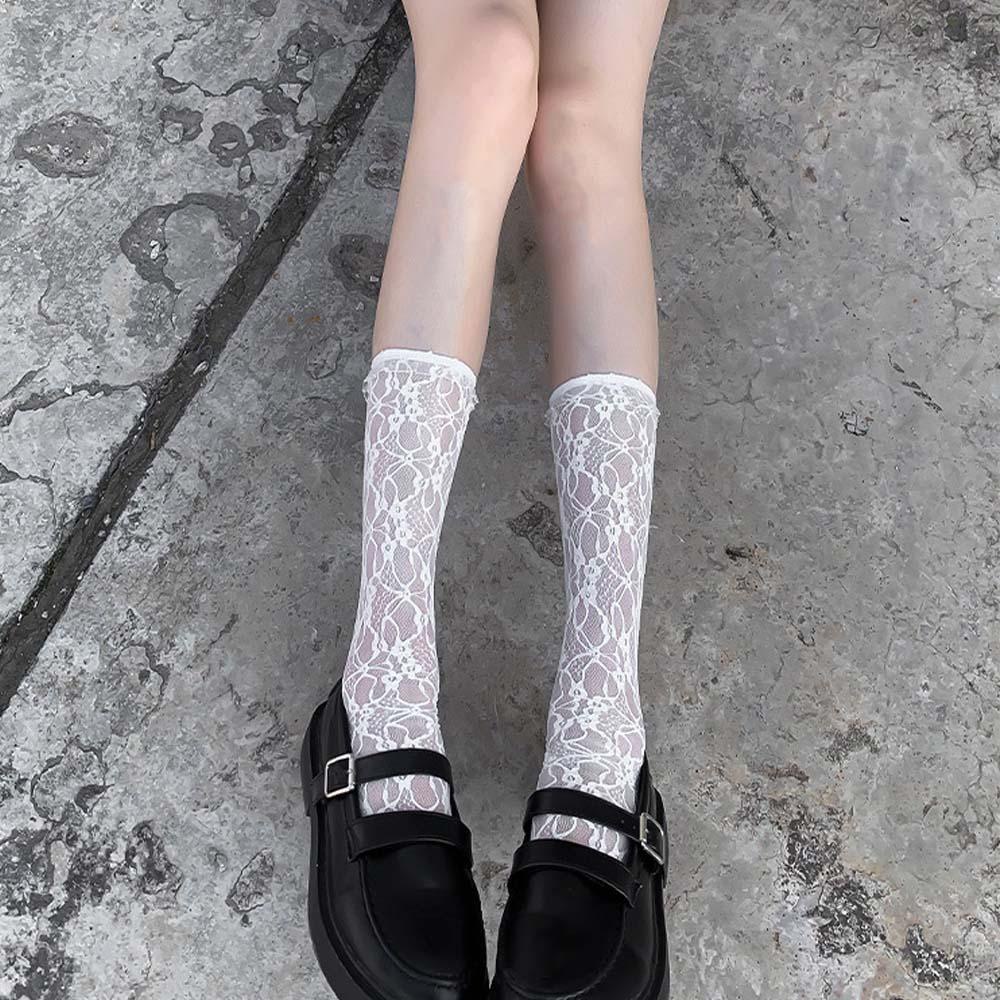 Vớ Dài Trung Bình In Hoa Phong Cách Lolita Hàn Quốc Thời Trang Mùa Hè Cho Nữ