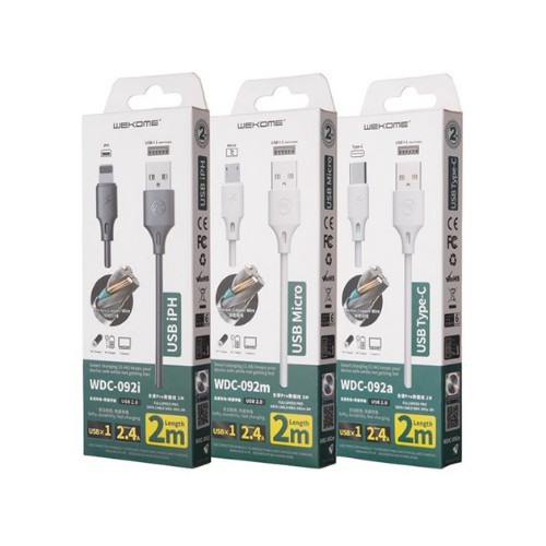 Cáp Sạc Điện Thoại , CNS.365 092-105 Đủ Dòng Chống Gãy Gập, Hàng Chính Hãng WK - Dài 1m 2m Chuẩn 2.4A