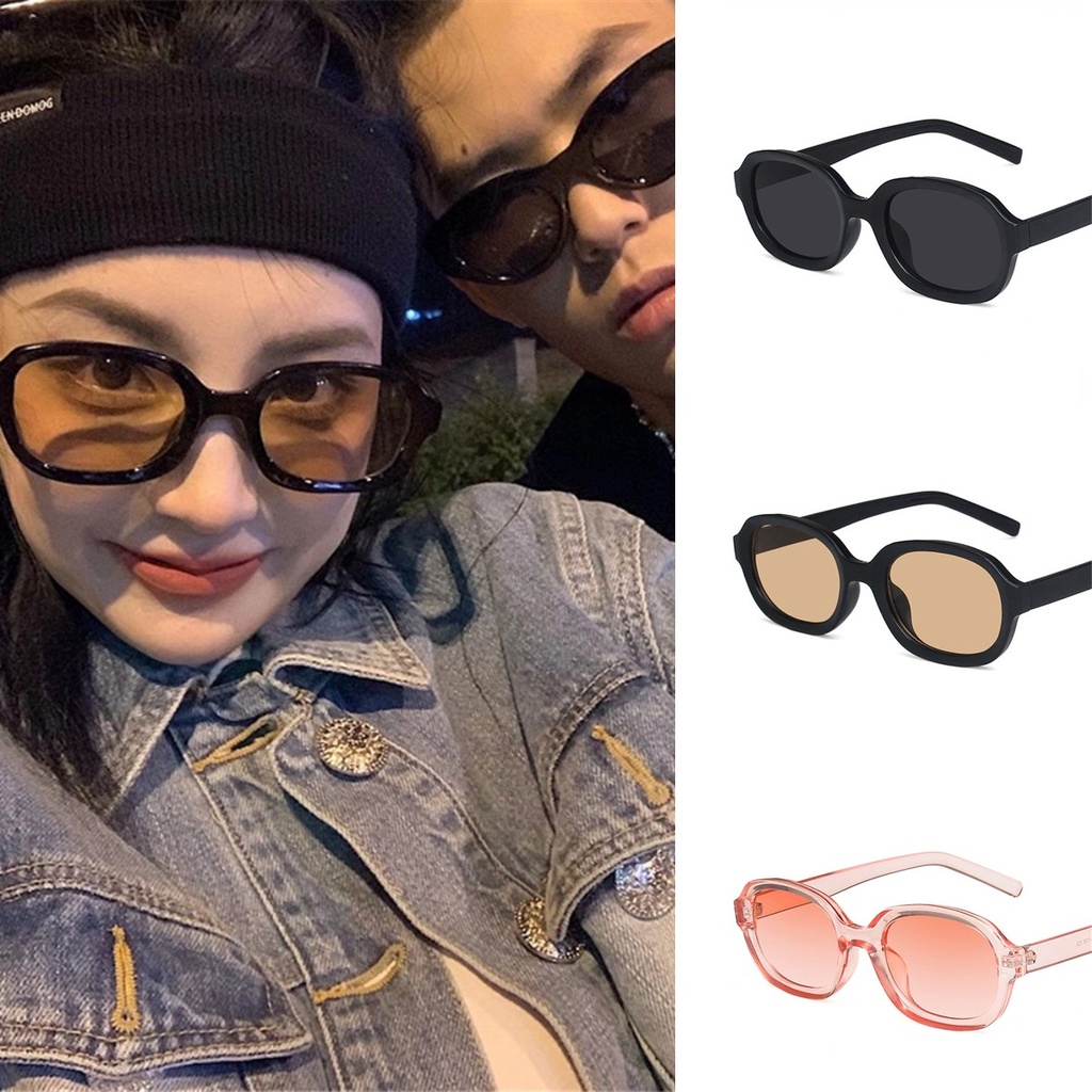 Kính Mát Gọng Oval Màu Nâu Thời Trang Cho Nam Nữ