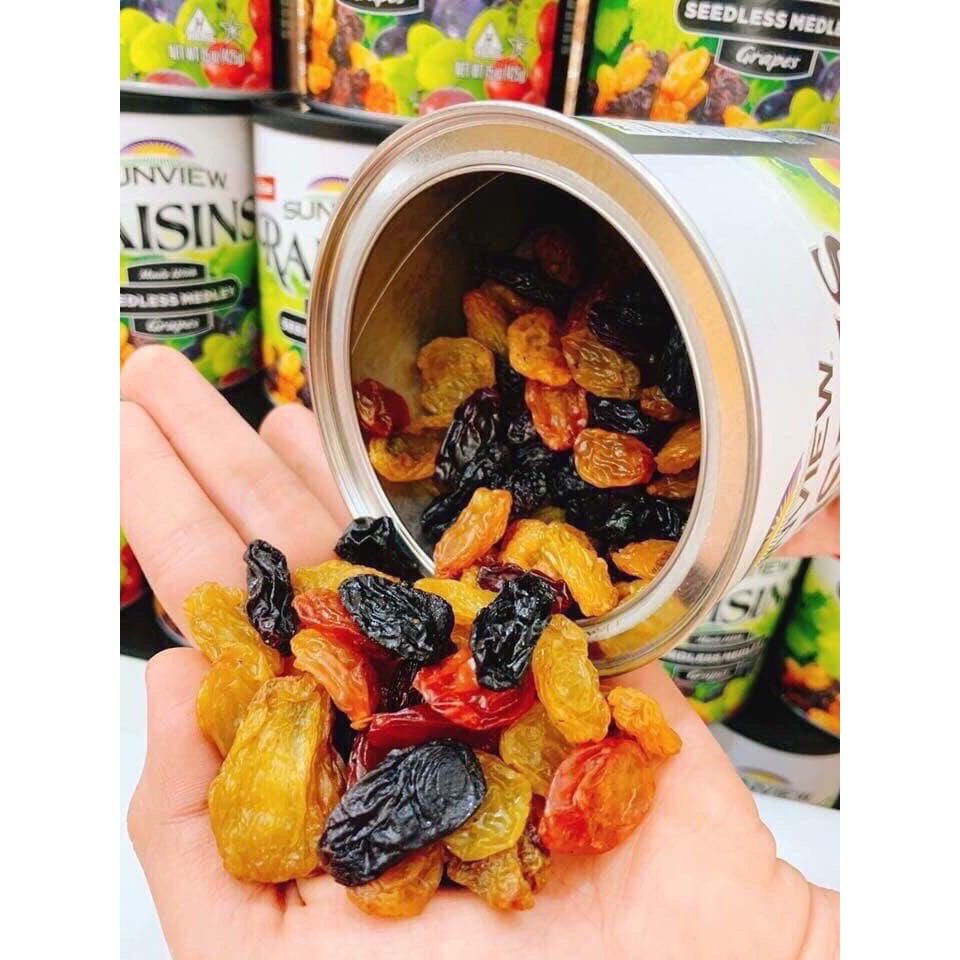 1 Thùng Nho Khô Mỹ Thập Cẩm Sunview Raisin 425g