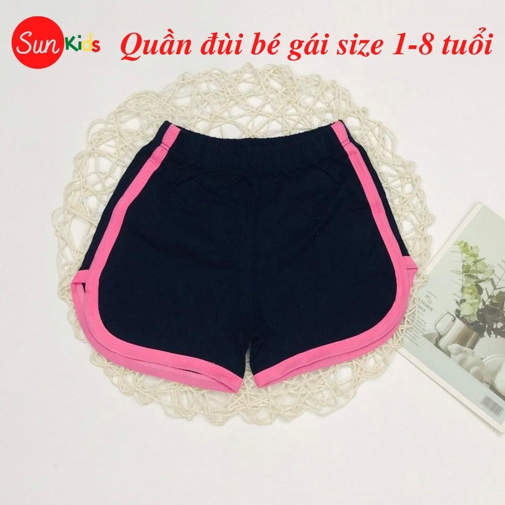 Quần đùi bé gái SUNKIDS, quần đùi cho bé chất cotton mềm mát, size 1-8 tuổi, nhiều màu