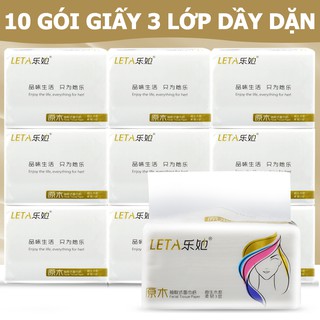 10 gói Giấy ăn, khăn giấy chất lượng LETA (240 tờ 3 lớp) siêu rẻ, siêu dai