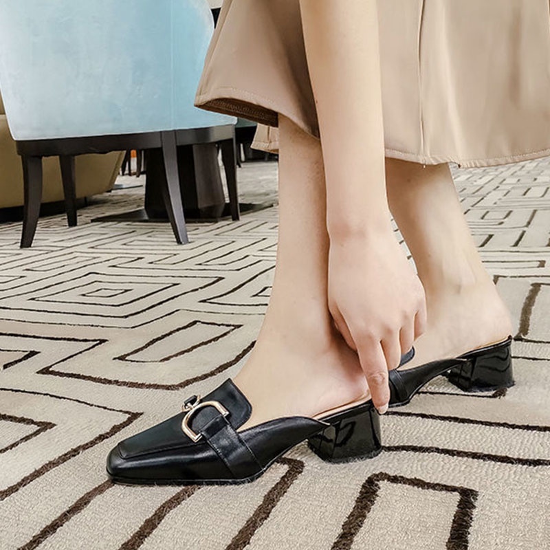 ZTAIXIELUA Dép Cao Gót Hở Ngón Bằng Da Phong Cách Hàn Quốc Thời Trang Cho Nữ