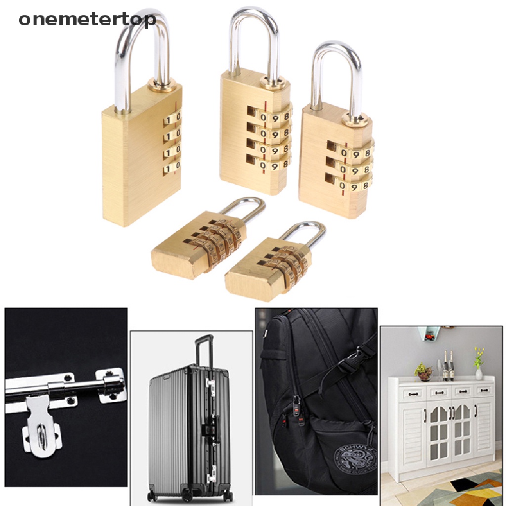 Ổ Khóa Số 3 / 4 Số Mini Bằng Đồng Thau Dùng Khi Đi Du Lịch