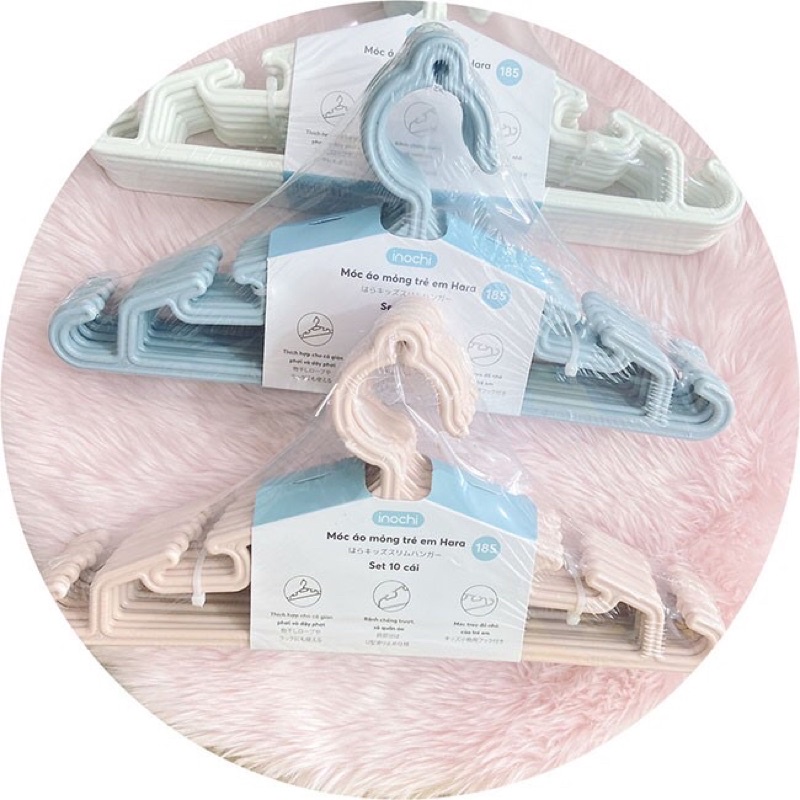 Móc áo mỏng trẻ em Hara Inochi 185 Set 10 móc quần áo trẻ em hara inochi 185