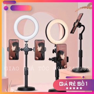 [SẴN] Đèn livestream 3 chế độ sáng size mini 16cm để bàn Hỗ Trợ Chụp Ảnh với 2 kẹp điện thoại