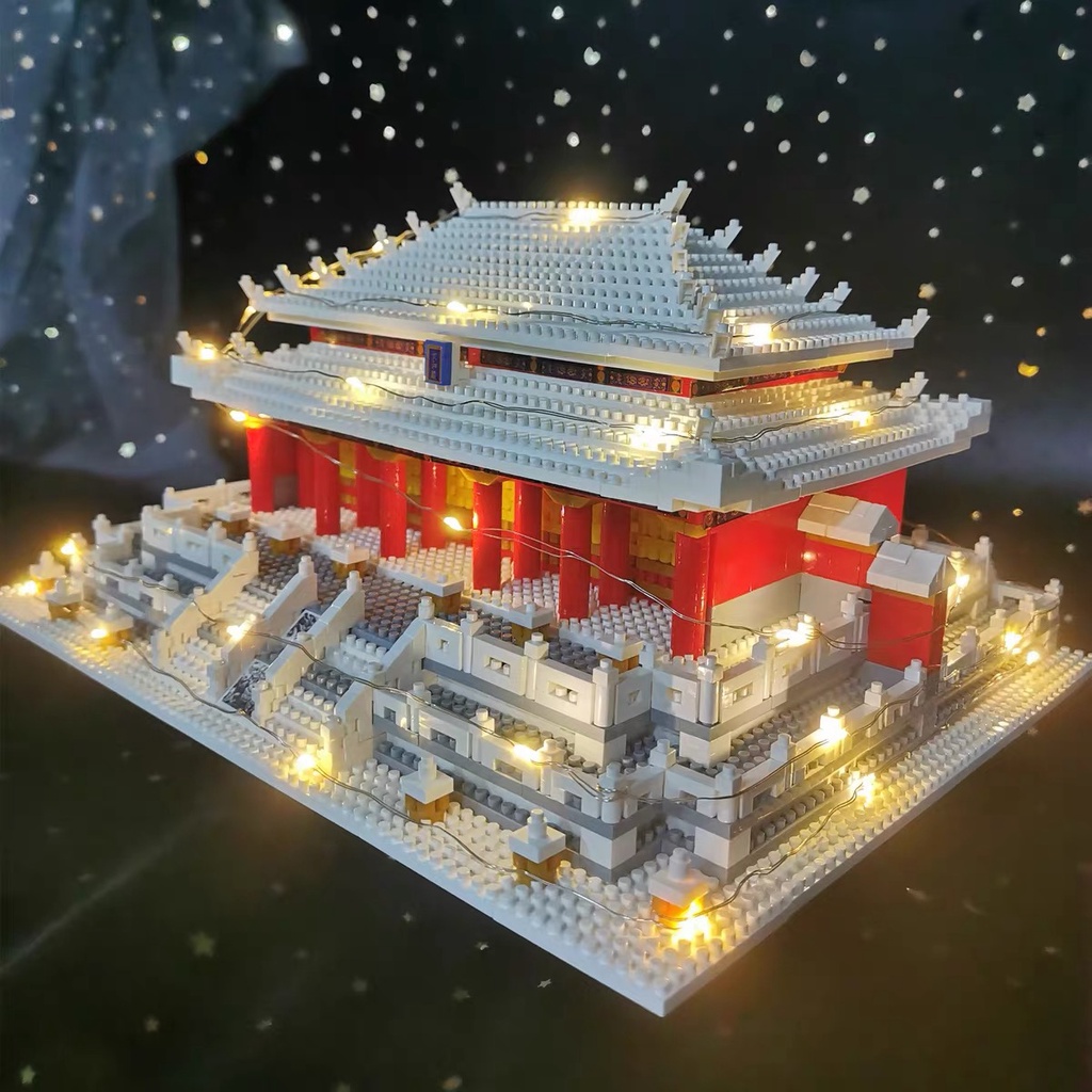 Đồ chơi xếp hình, đồ chơi lắp ráp mô hình kiến trúc Trung quốc, mô hình 3D cung điện thái hòa mô hình lâu đài cho bé