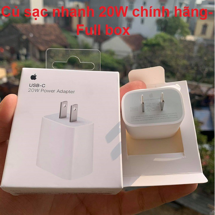 Củ Sạc Nhanh Iphone 20W Chính Hãng Mã LL/A Sạc Siêu Nhanh Không Nóng Cho IP 11 đến 12 Promax BH 12  Tháng