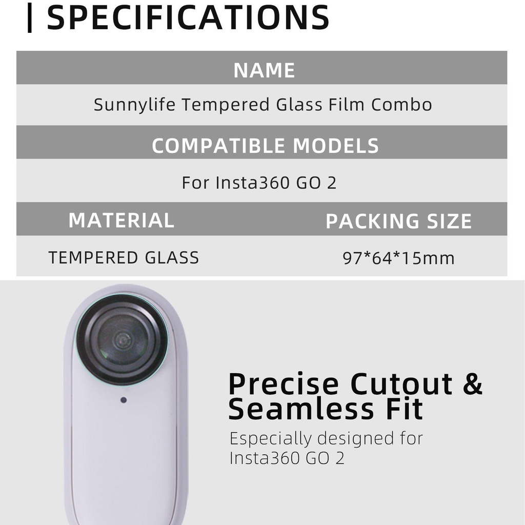 BEBETTERM Set 2 Kính Cường Lực Bảo Vệ Camera Cho Insta360 GO 2