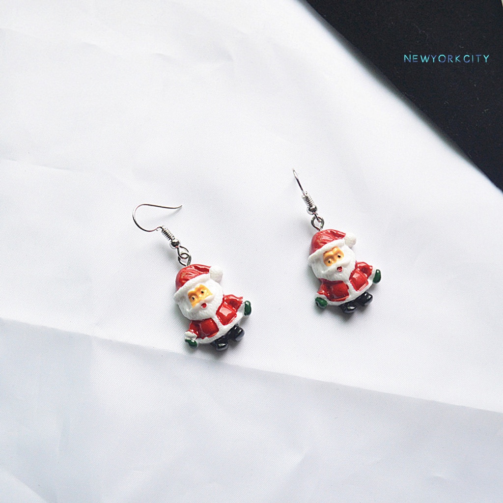 1 Đôi Bông Tai Hình Ông Già Noel Đội Nón Giáng Sinh Dễ Thương