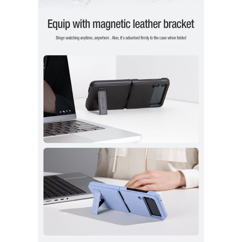 Ốp lưng da Samsung Z FLIP 4 / Z Flip 3 5G Nillkin Qin leather case（Vegan leather)