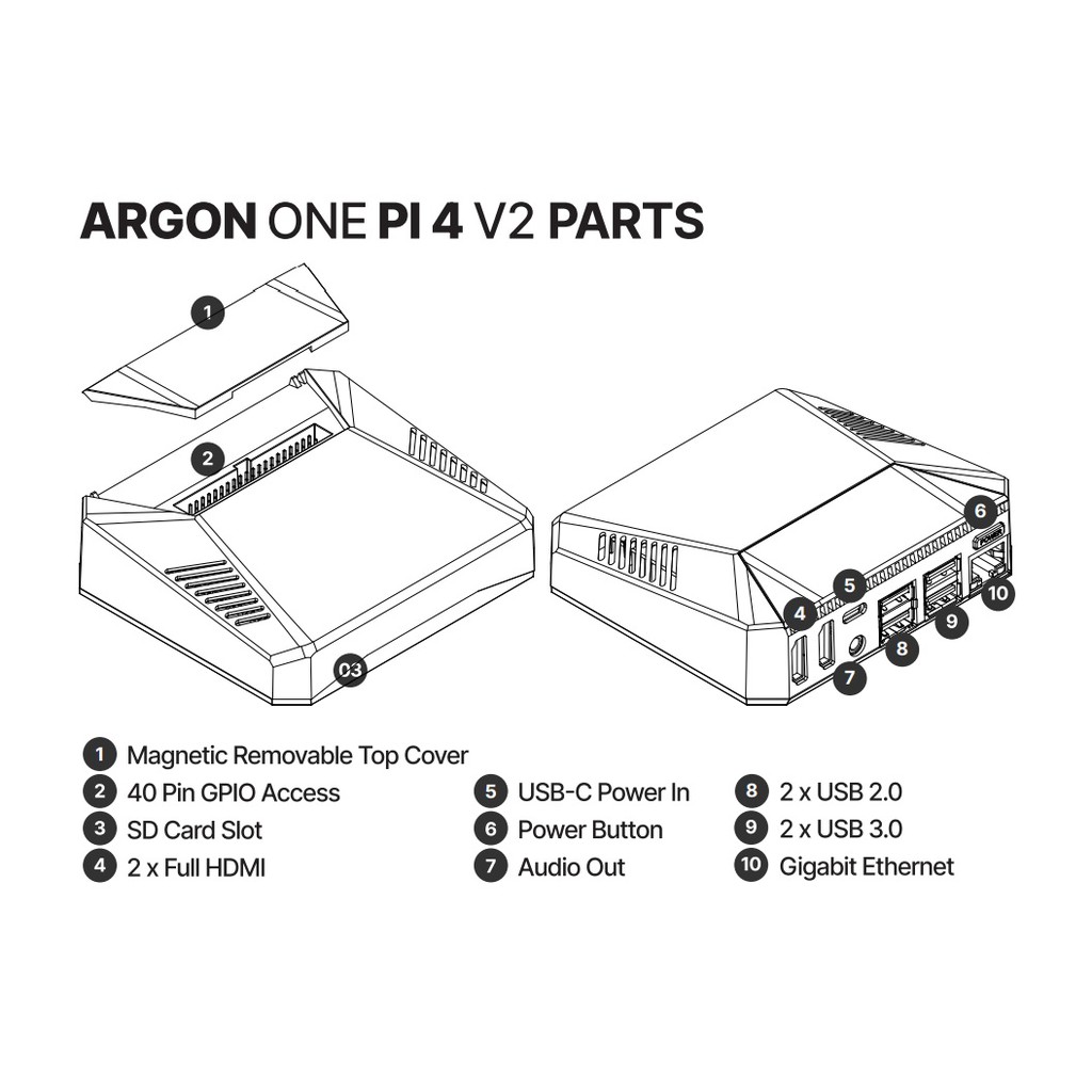 Vỏ nhôm Raspberry Pi Argon ONE V2