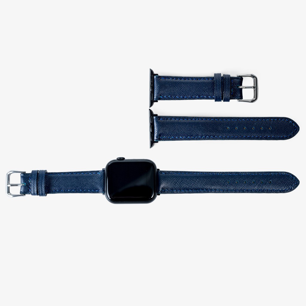 Dây apple watch da saffiano D117 cao cấp-khâu tay thủ công- dây apple watch series 3 series 4 series 5
