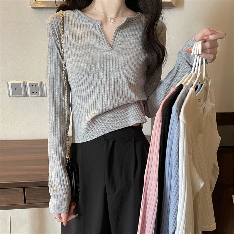 Áo thun COZOKC tay dài dáng ôm màu trơn thời trang