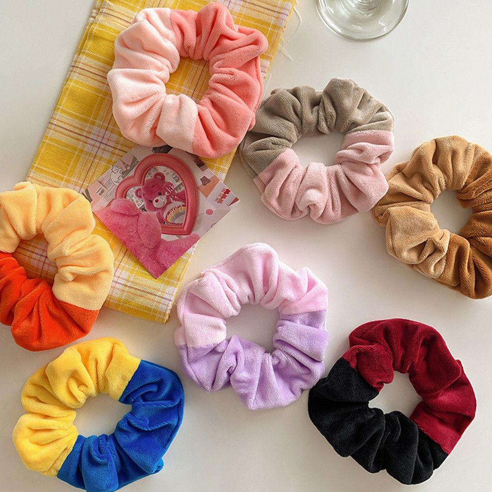 (Hàng Mới Về) Dây Buộc Tóc Đuôi Ngựa Vải Nhung Co Giãn Màu Kẹo Ngọt Thời Trang Cho Nữ