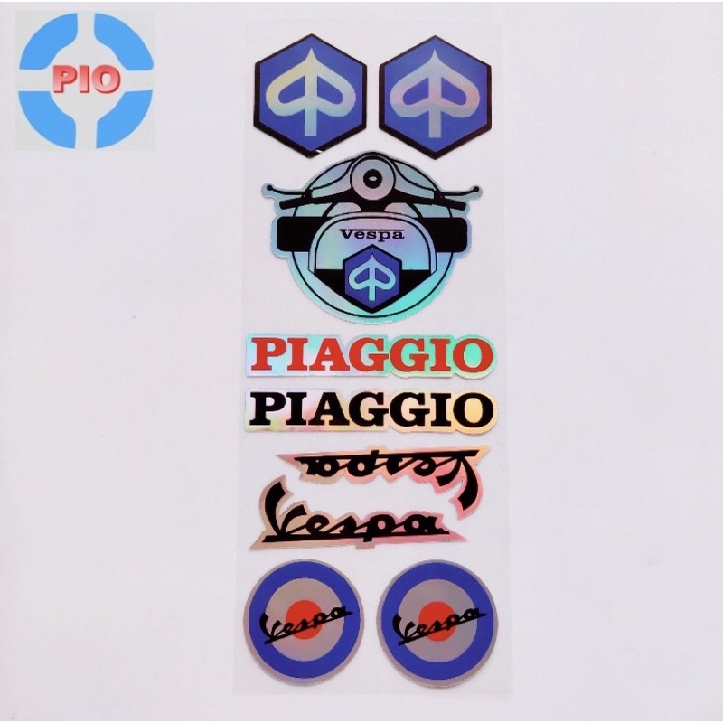 Bộ Tem Sticker Phản Quang Cao Cấp Vespa Ý Piaggio Trang Trí Xe Máy, LapTop Chống Thấm Nước, Chống Bay Màu