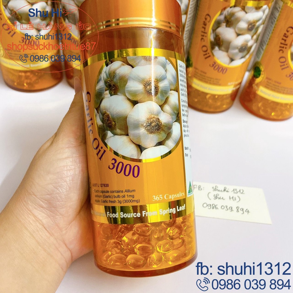 Tinh dầu tỏi garlic oil spring leaf 3000mg 360 viên của úc, tăng đề kháng