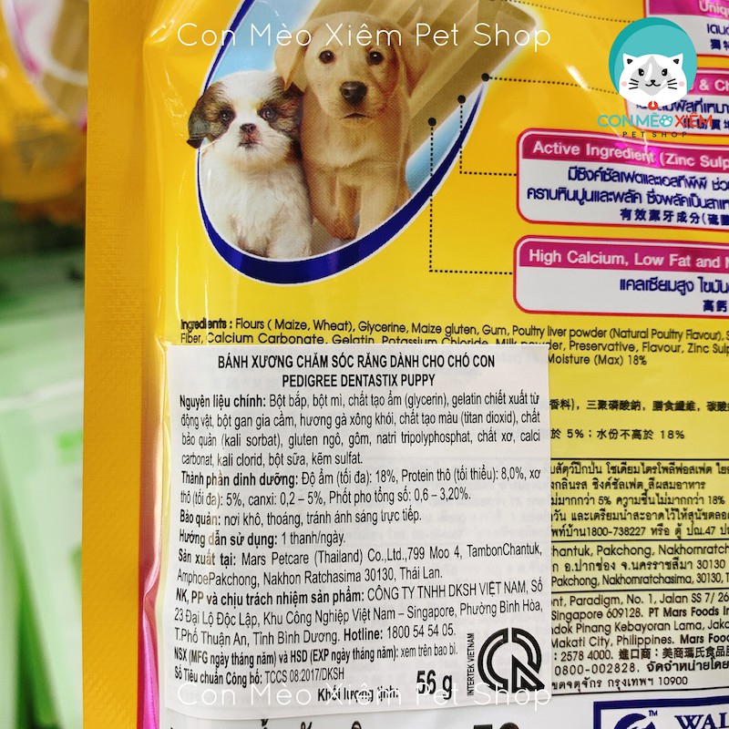 Bánh xương gặm cho chó con Pedigree Dentastix 56g, snack sạch răng cho cún nhỏ Con Mèo Xiêm