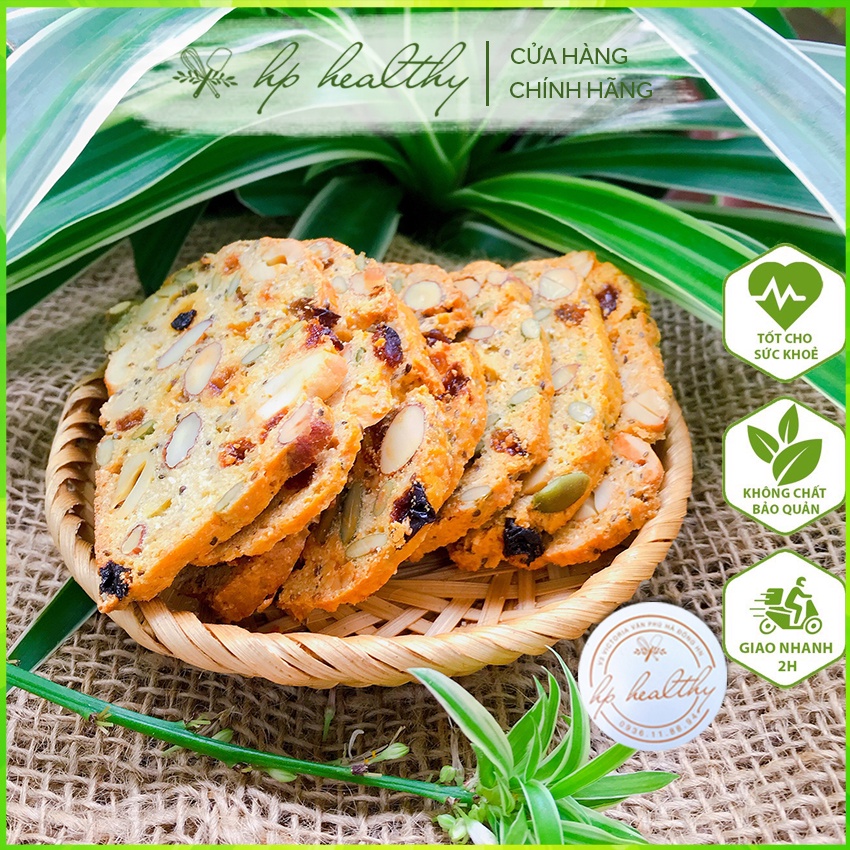 500G BISCOTTI NGUYÊN CÁM ĂN KIÊNG NHIỀU HẠT Hp Healthy Hạt Dinh Dưỡng Organic Hữu Cơ