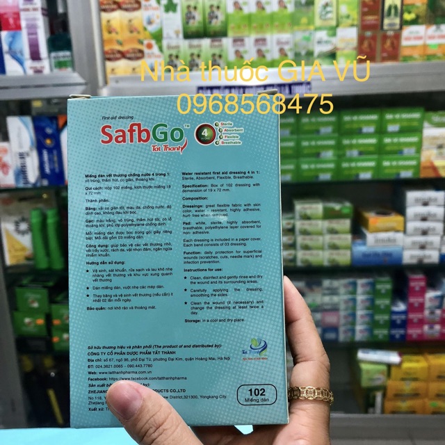 102 Miếng Băng Cá Nhân SAFBGO Chống Thấm Nước Co Giãn Khô Thoáng Vô Trùng