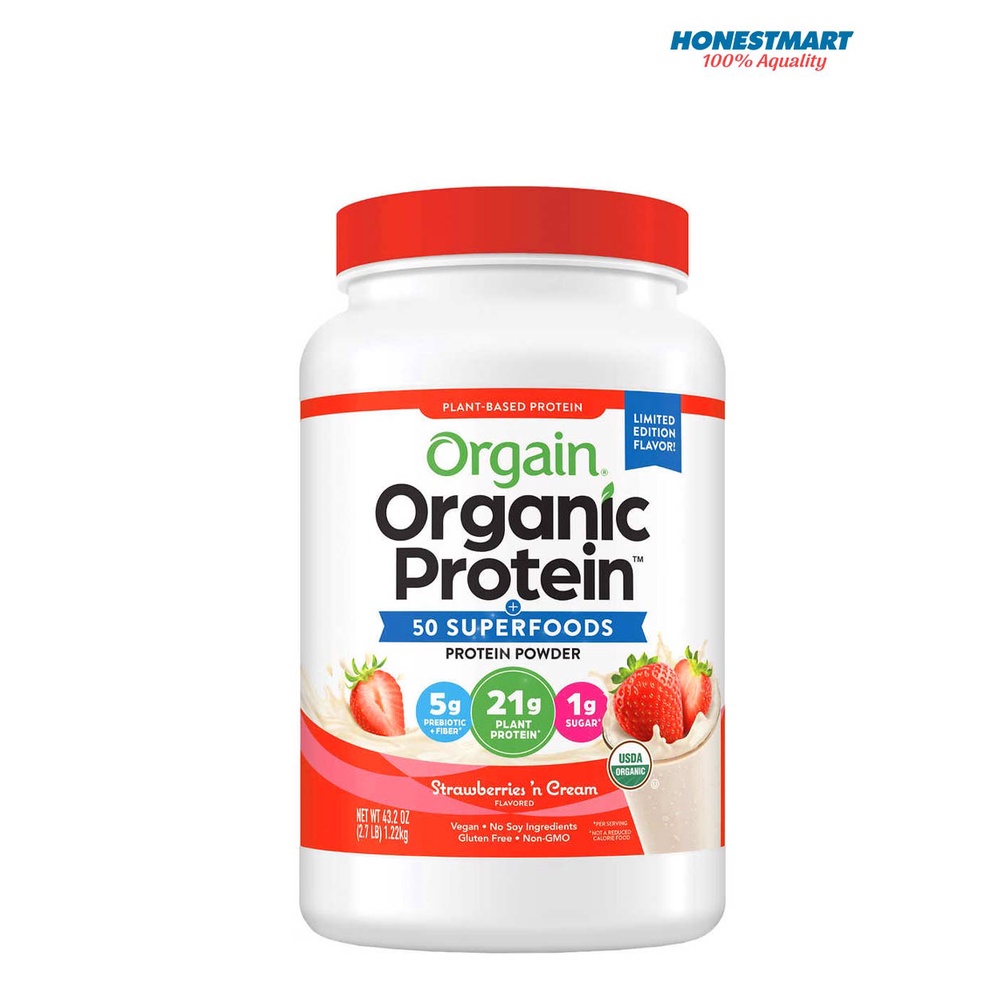 Bột Protein hữu cơ và siêu thực phẩm thực vật Orgain Organic Protein Cafe Latte 1.22 kg