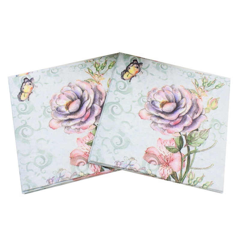 Set 20 Khăn Ăn Giấy In Họa Tiết Hoa Lá Nhiều Màu Sắc Trang Trí Khách Sạn / Tiệc Cưới / Tiệc Giáng Sinh
