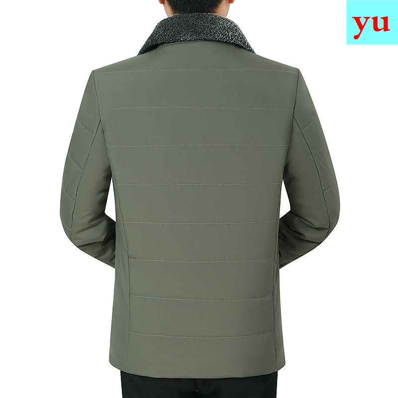 Áo Khoác Đệm Cotton Lông Cừu Dày Dặn Phong Cách Mới Mùa Đông Cho Nam Trung Niên 2021
