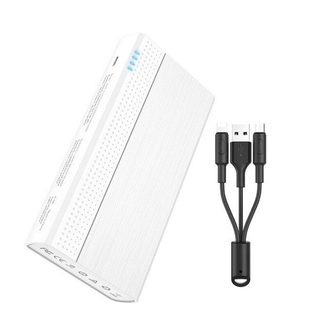 PIN DỰ PHÒNG HOCO J33A DUNG LƯỢNG PIN 20.000mAh KÈM DÂY SẠC 2 in 1 lightning và micro