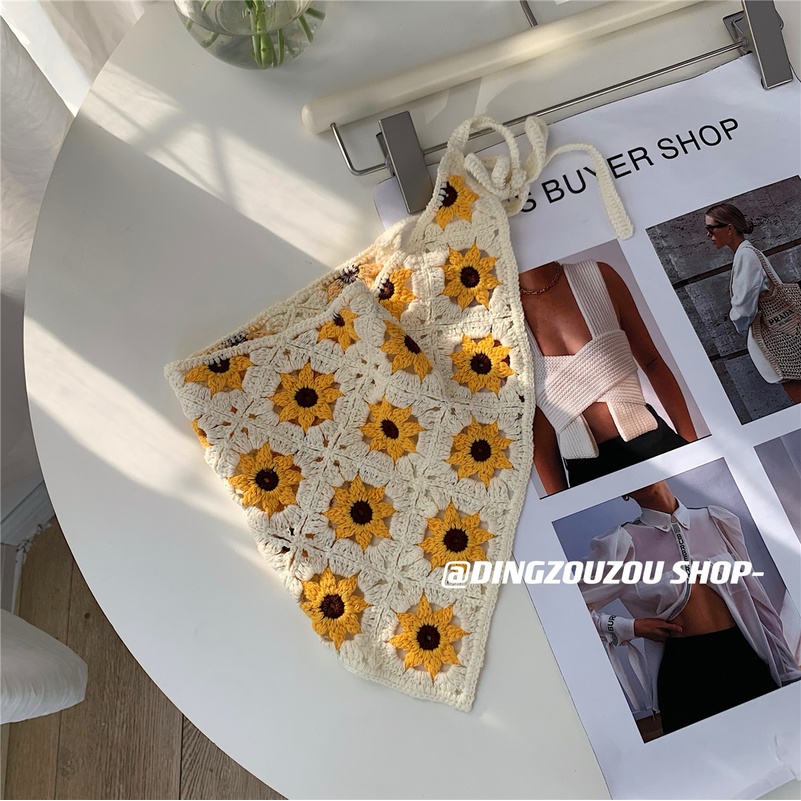 Băng Đô/Khăn Choàng Cổ Dệt Kim Hình Hoa Cúc/Tam Giác Kiểu Hàn Quốc Cho Nữ