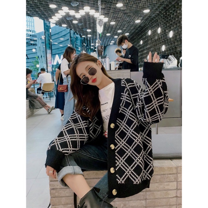 áo khoác cardigan len hoạ tiết sọc chéo dáng dài hàng quảng châu cao cấp A285 Noiyxanh nội y xanh chất len quảng châu