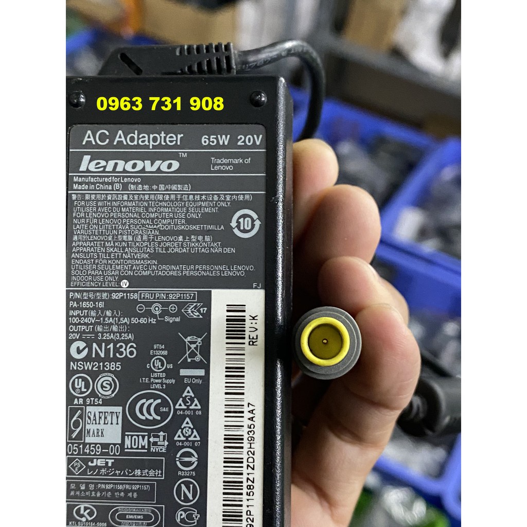 Sạc laptop lenovo thinkpat 65w 20V 3.25A bảo hành 12 tháng