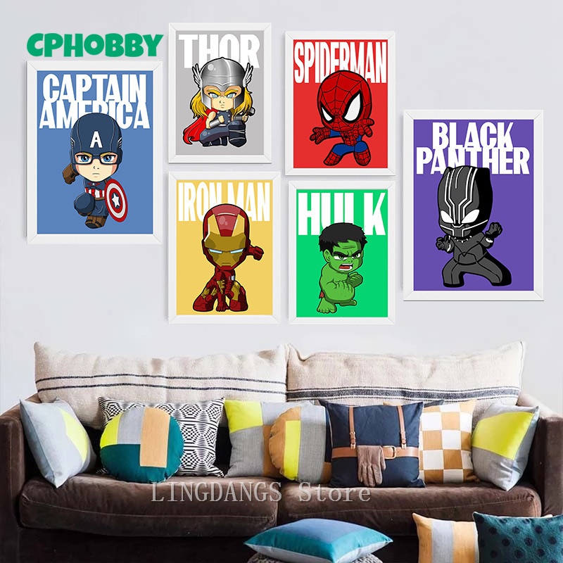 Tranh đính đá 5D họa tiết siêu anh hùng Marvel độc đáo DIY dùng trang trí nhà cửa